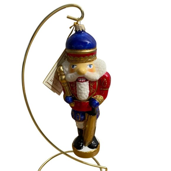 Krebs Glas Lauscha Nutcracker Christmas Ornament Handcrafted Glass 1990s Germany - Picture 2 of 12
